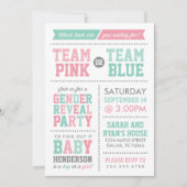 Team Pink oder Team Blue Baby Gender Reveal Einladung (Vorderseite)