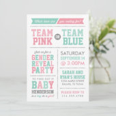 Team Pink oder Team Blue Baby Gender Reveal Einladung (Stehend Vorderseite)