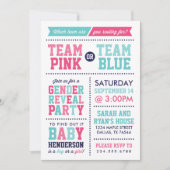 Team Pink oder Team Blue Baby Gender Reveal Einladung (Vorderseite)