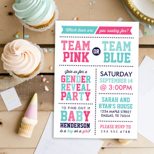 Team Pink oder Team Blue Baby Gender Reveal Einladung