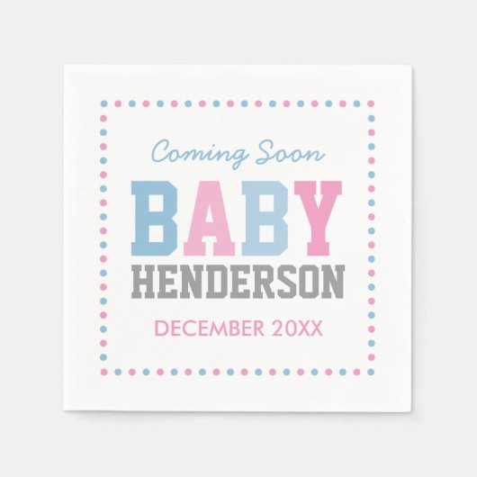 Team Pink oder Team Blue Personalisiertes Party Na Serviette (Vorderseite)