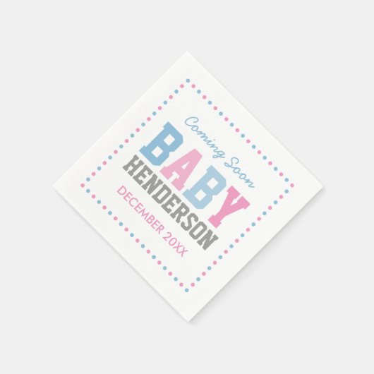 Team Pink oder Team Blue Personalisiertes Party Na Serviette (Ecke)