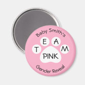 Team Pink Paw Print Gender Reveal Magnet (Vorderseite/Rückseite)