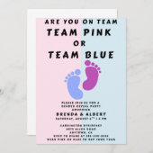 Team Pink Team Blaues Geschlecht offenbaren Party Einladung (Vorne/Hinten)
