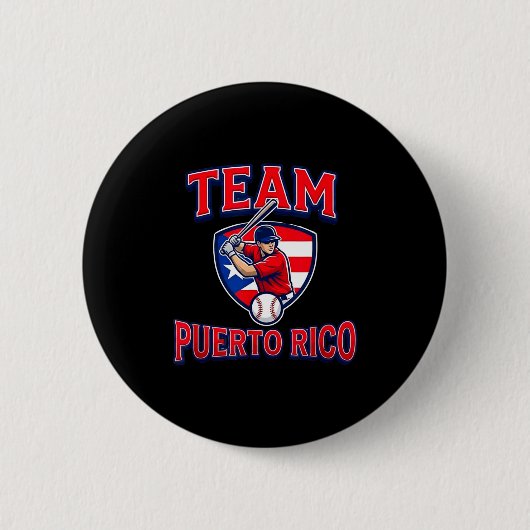 Team Puerto Rico Baseball Flag Patriotic  Button (Vorderseite)