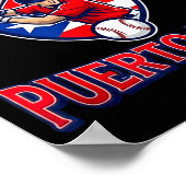 Team Puerto Rico Baseball Flag Patriotic  Poster (Ecke)