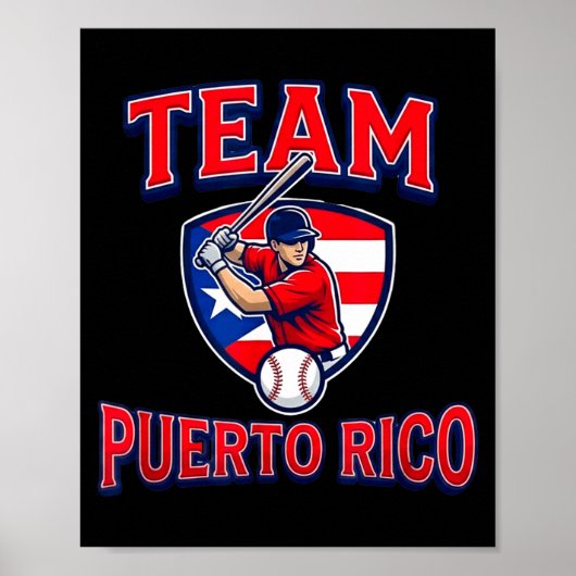 Team Puerto Rico Baseball Flag Patriotic  Poster (Vorne)