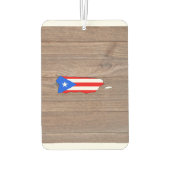Team Puerto Rico Flag Karte auf Holz Autolufterfrischer (Rückseite)