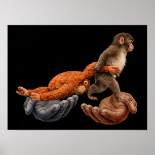 Team Punch Affe Mit Spielzeug Six Seven Stil Poster