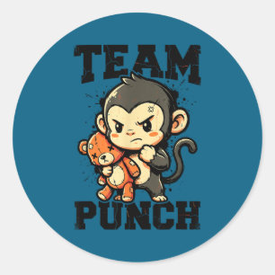 Team punch harter Baby-Affen-Plüschspielzeug-Meme  Runder Aufkleber