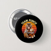 Team Punch Monkey Plush Retro Sun Button (Vorne & Hinten)
