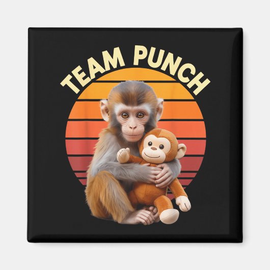Team Punch Monkey Plush Retro Sun Magnet (Vorne)