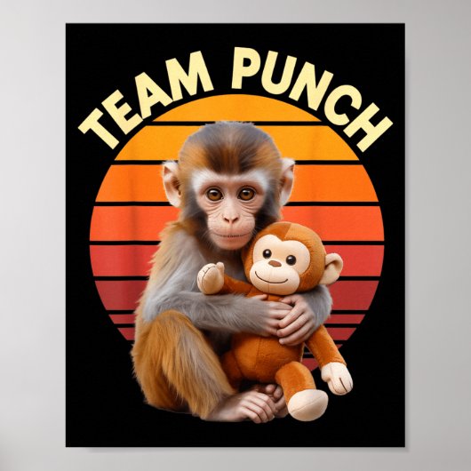Team Punch Monkey Plush Retro Sun Poster (Vorne)
