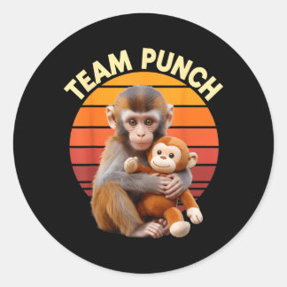 Team Punch Monkey Plush Retro Sun Runder Aufkleber
