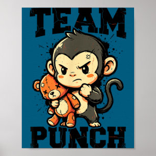 Team punch tough Baby-Affe Plüsch Spielzeug Meme Poster