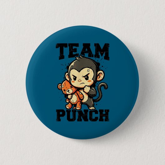 Team punch tough Baby-Affen-Plüschspielzeug-Meme Button (Vorderseite)