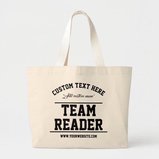 Team Reader. Moderne Weiß- und Schwarz-Gefälligkei Jumbo Stoffbeutel (Vorne)