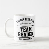 Team Reader. Moderne Weiß und Schwarz. Textvorlage Kaffeetasse (Links)