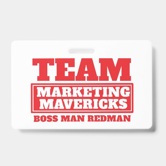Team Red personalisiert Name Team Gebäude Abzeiche Ausweis (Front)