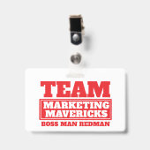 Team Red personalisiert Name Team Gebäude Abzeiche Ausweis (Front with Clip)