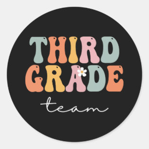 Team Retro Groovy Vintag erster Schultag Runder Aufkleber