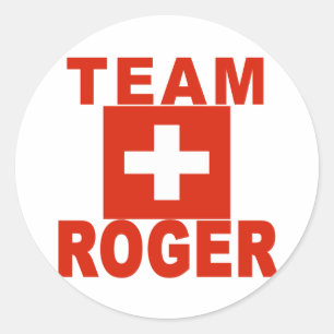 Team Roger mit Schweizer Flagge Runder Aufkleber