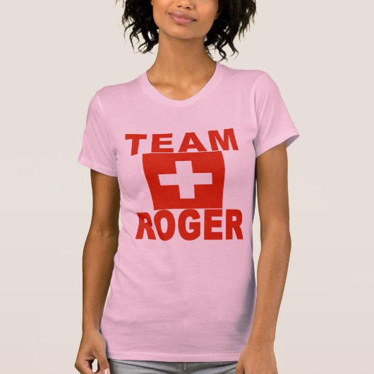 Team Roger mit Schweizer Flagge T-Shirt (Vorderseite)