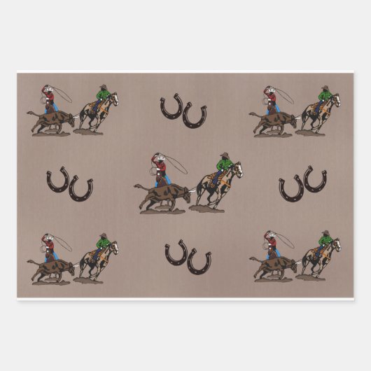 Team Roping 19" x 29" Papierblätter, Matte Geschenkpapier Set (Vorderseite 2)