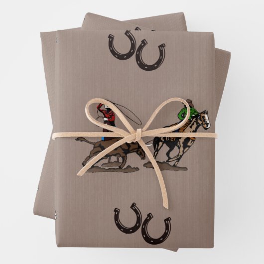 Team Roping 19" x 29" Papierblätter, Matte Geschenkpapier Set (Beispiel)