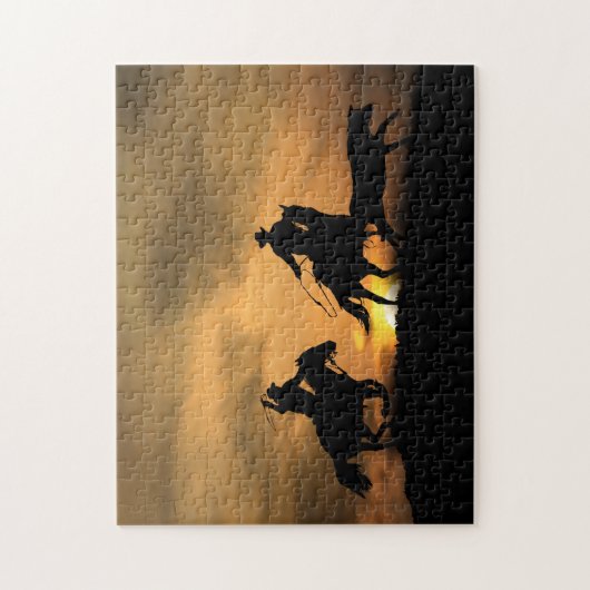 Team Roping Cowboys Pferde und Lenker Puzzle (Vertikal)