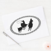 Team Roping Euro Style Ovaler Aufkleber (Umschlag)