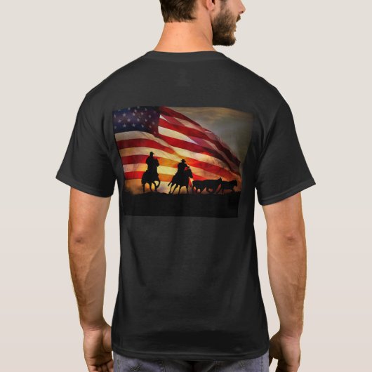 Team Roping mit amerikanischem Cowboy-Roping T-Shirt (Rückseite)