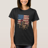 Team Roping USA Flaggen Rodeo Reitschiff Header He T-Shirt (Vorderseite)