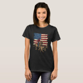Team Roping USA Flaggen Rodeo Reitschiff Header He T-Shirt (Vorne ganz)