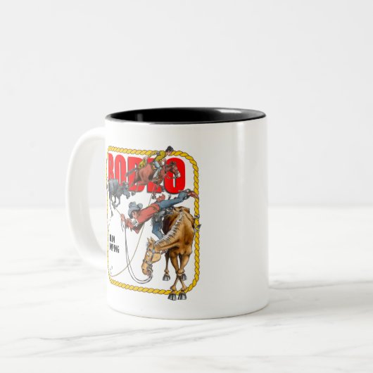 Team Roping Zweifarbige Tasse (Vorderseite Links)