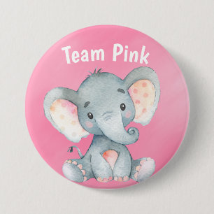 Team-rosa Baby-Elefant-Mädchen-Babyparty-Vermutun Button