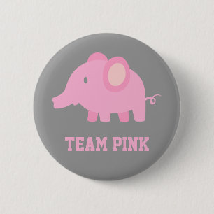 Team-Rosa, Baby-Mädchen-Elefant, Geschlecht decken Button