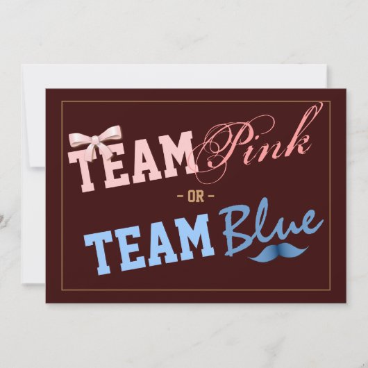 Team-Rosa oder Team-blaues Baby-Geschlecht decken Einladung (Vorderseite)