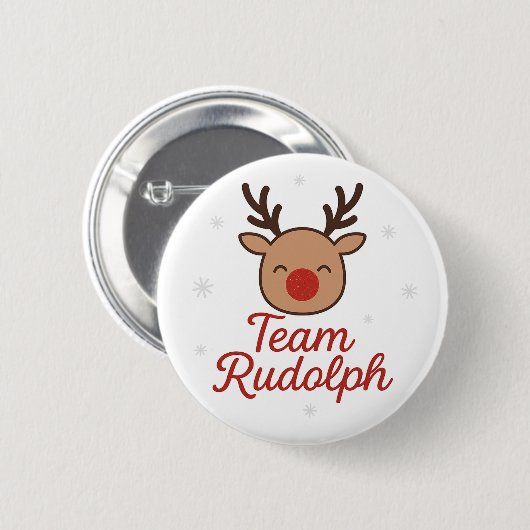 Team Rudolph Funny Cute Christmas Button (Vorne & Hinten)