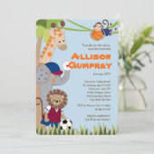 Team Safari Baby Dusche Einladung (Stehend Vorderseite)