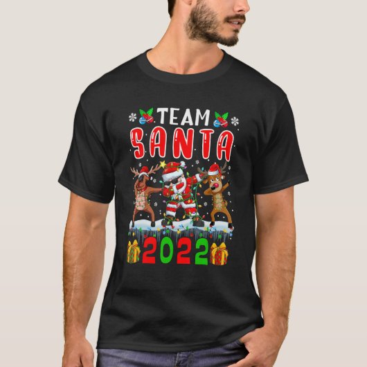 Team Santa 2022 Weihnachtsleuchten Dabbing Rentier T-Shirt (Vorderseite)