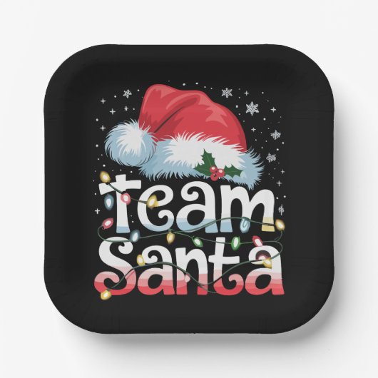 Team Santa Claus Weihnachts-Familie passende Pyjam Pappteller (Vorderseite)