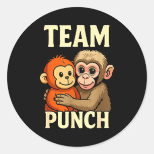 Team schlägt Baby-Affen und Plüschspielzeug-Meme  Runder Aufkleber