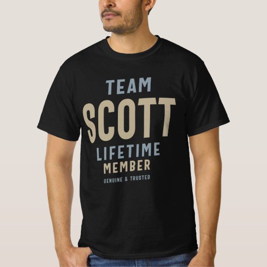Team Scott Lifetime Member Personalisiert Name T-Shirt (Vorderseite)