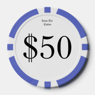 Team sechs (lustiges Kasino-Geld) Münze mit $50 Pokerchips