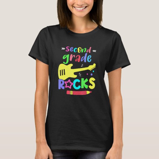 Team Second Grade Hello 2nd Grade Rocks Back To Sc T-Shirt (Vorderseite)