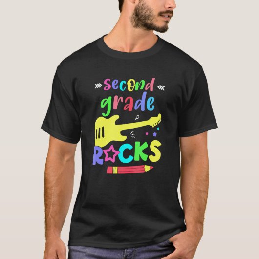 Team Second Grade Hello 2nd Grade Rocks Back To Sc T-Shirt (Vorderseite)