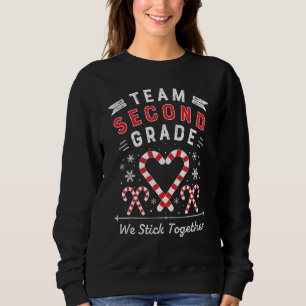 Team Second Grade Weihnachts Candy Cane Herz Xmas Sweatshirt