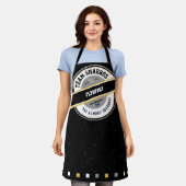 Team Shabbos HIS/HERS-Schürze auf Schwarz mit Hebr Schürze (Getragen)