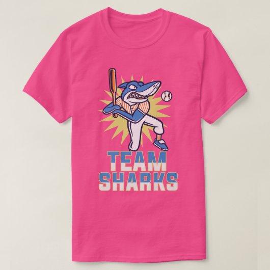 Team Shark 10 Animal Sports Niedlich Sporty Baseba T-Shirt (Design vorne)